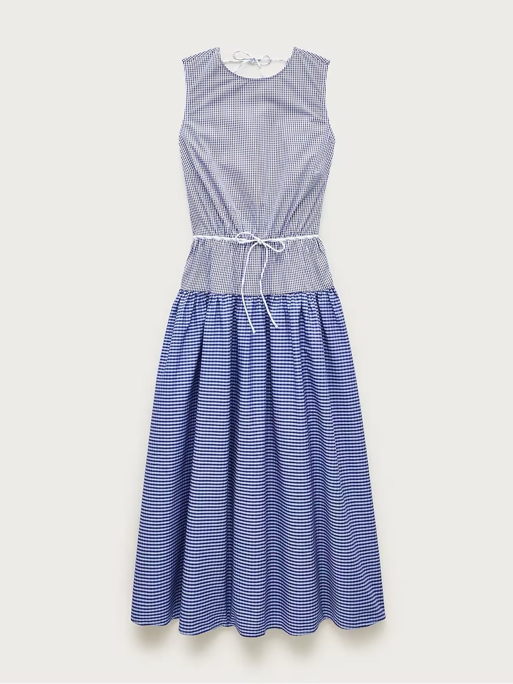 J.Crew Open Back Mixy Blue Gingham Cotton Poplin Midi Dress Size 16 NWT